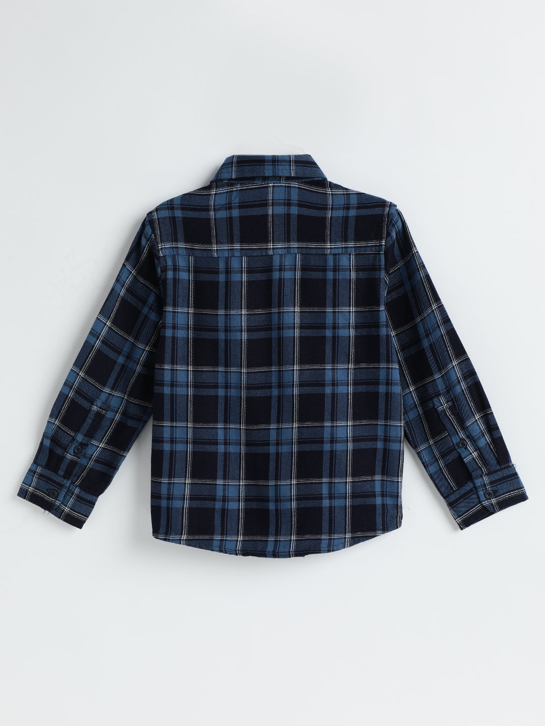 Milou Boys Full Sleeve Checked Bio-Washed Shirt Blue Check