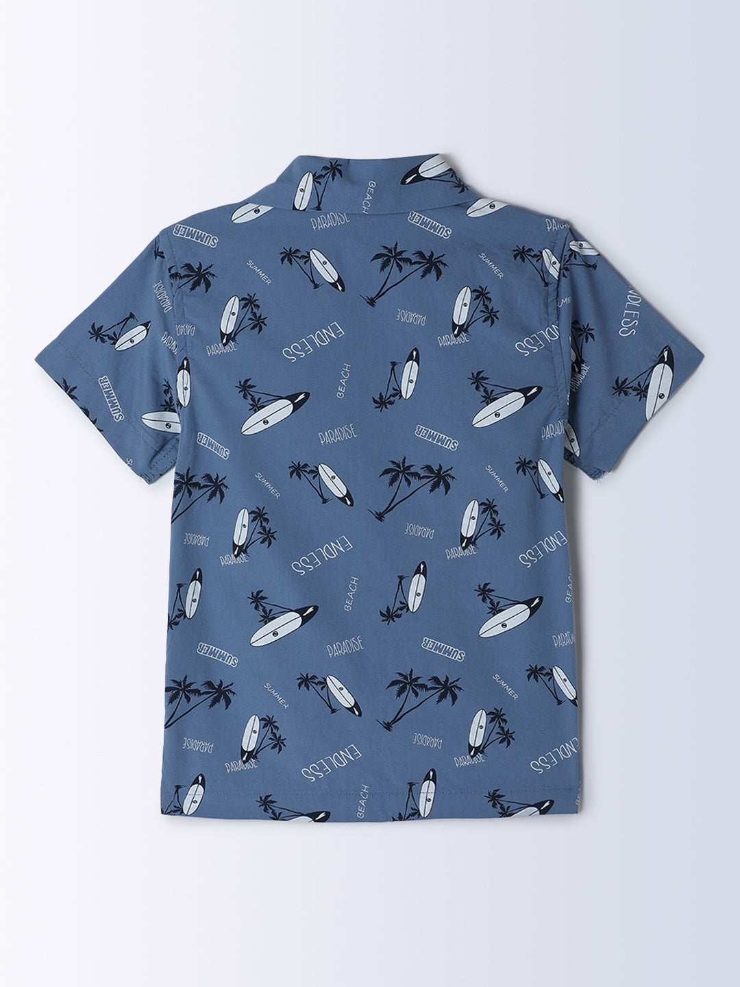 Milou Kids Cotton Half Sleeves All Over Printed Resort Collar Bio Washed Shirt for Boys SH-CU002