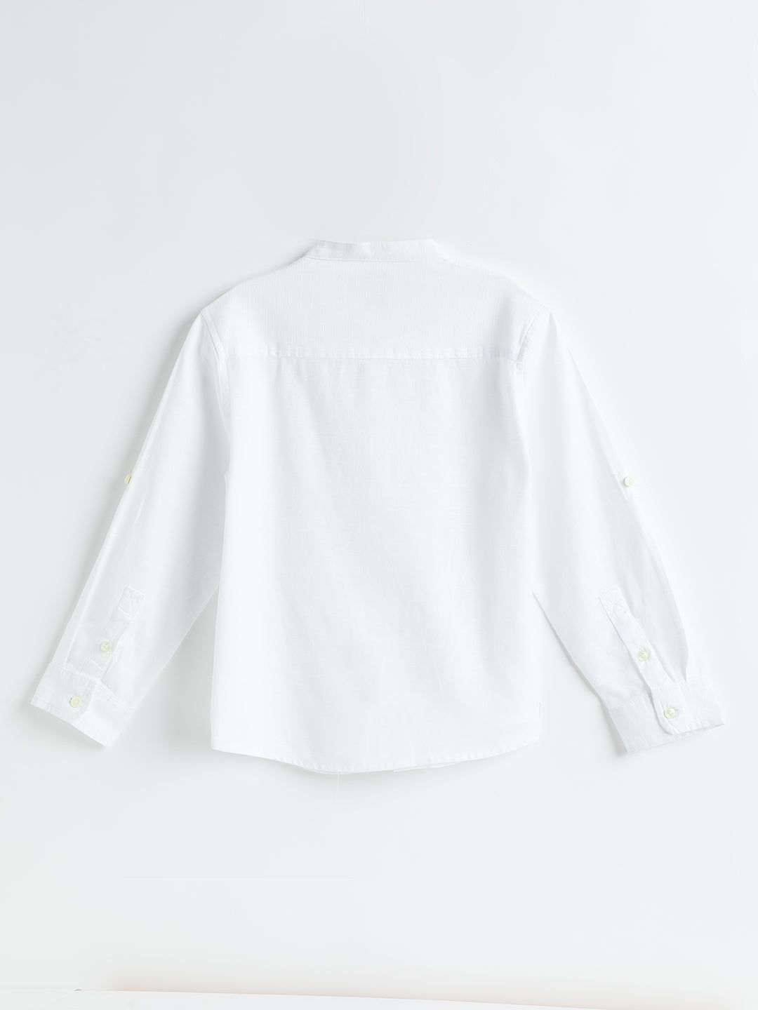 Milou Kids Cotton Full Sleeves Solid Bio Washed Shirt for Boys-SH-CH010-WH