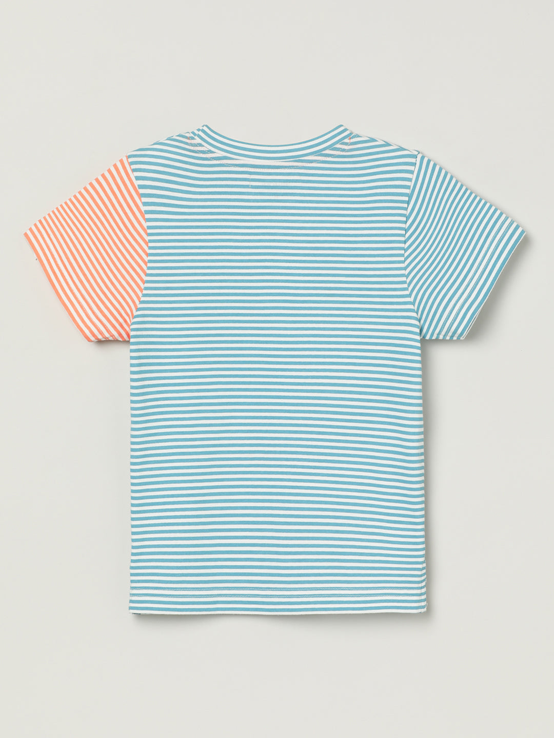 Milou Kids Half Sleeve Cotton Bio Washed Striped T-Shirt for Boys -White Alyssum