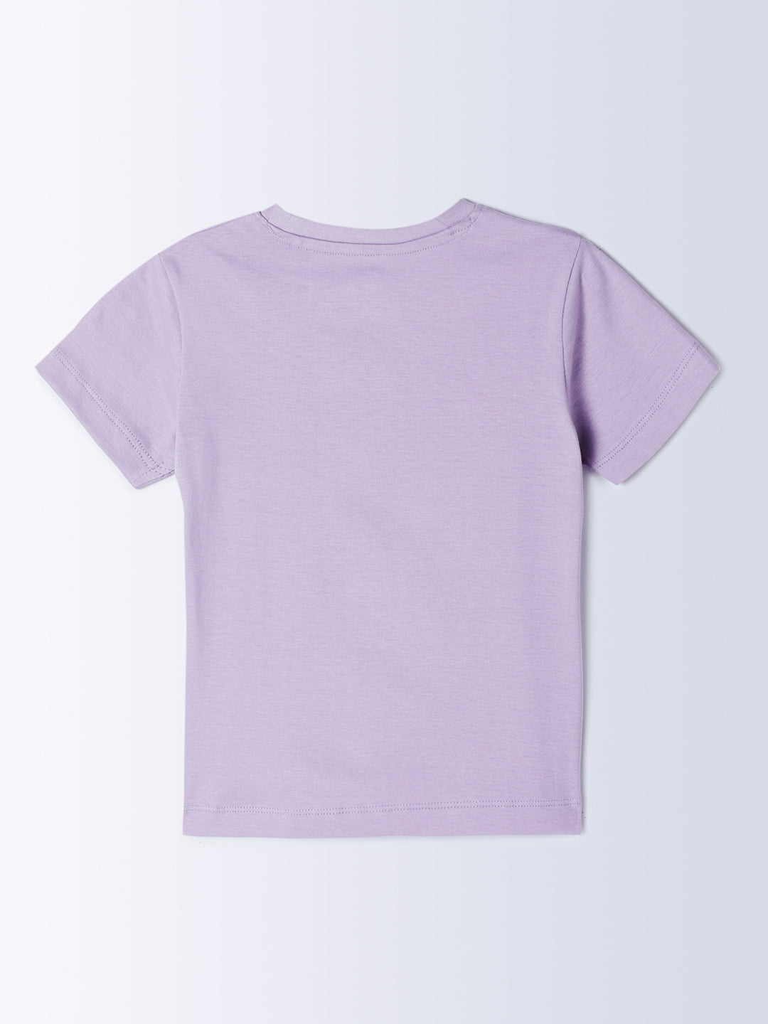 Milou Kids Cotton Bio Washed Half Sleeve Printed Rub and Smell T-Shirt for Girls - Lavender