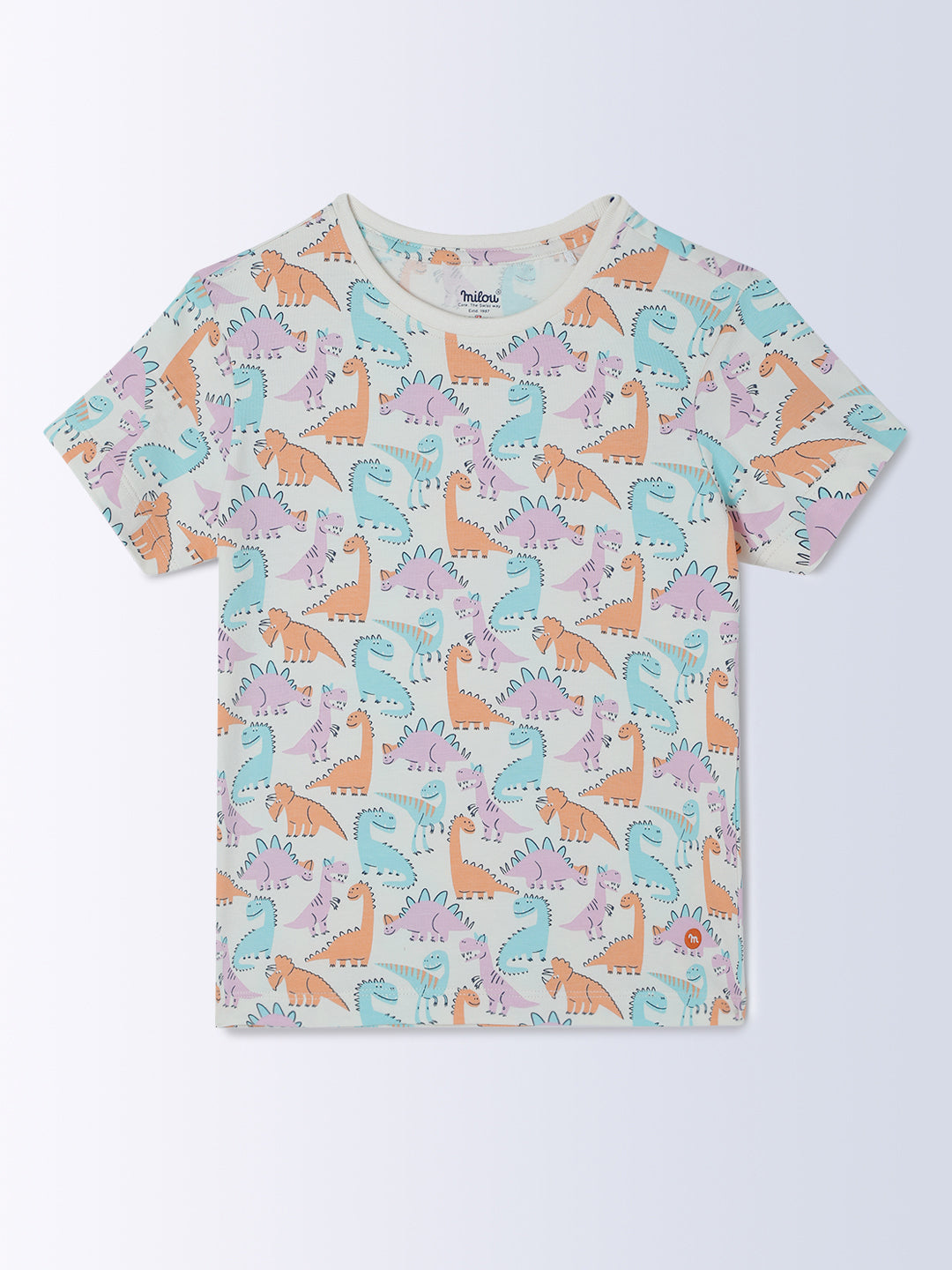 Milou Cotton Half Sleeves Bio Washed Printed Homewear T-Shirt And Pajama Set - Multicolor
