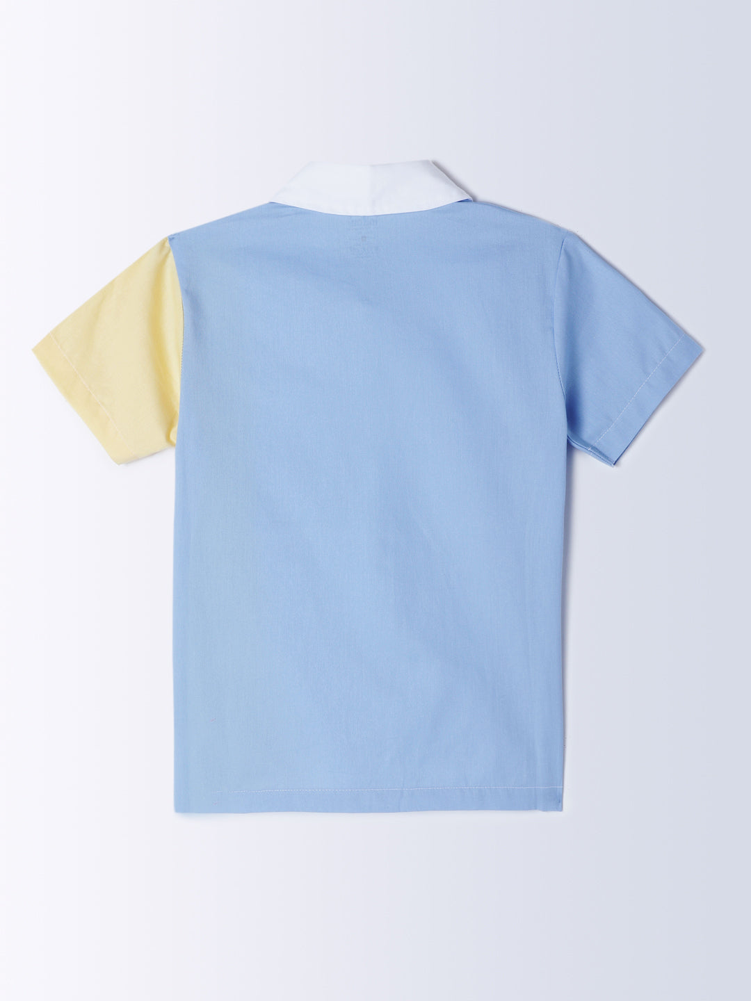 Milou Kids Cotton Bio Washed Half Sleeve Triple Coloured Shirt for Boys - White