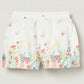 Milou Girls Cotton Printed Mid Thigh Length Shorts White Floral Print
