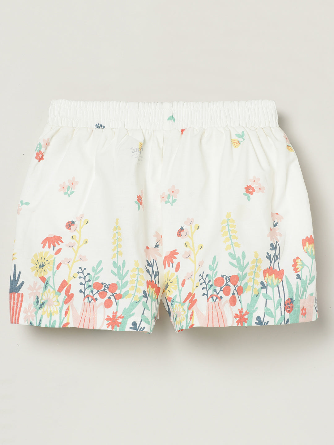Milou Girls Cotton Printed Mid Thigh Length Shorts White Floral Print