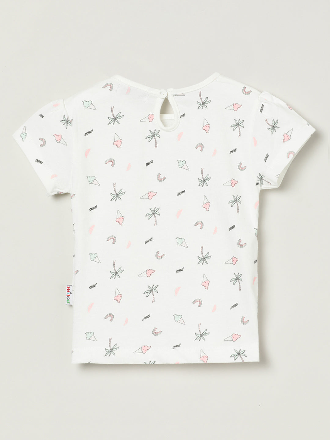 Milou Kids Cotton Bio Washed Printed Tshirt for Girls - White