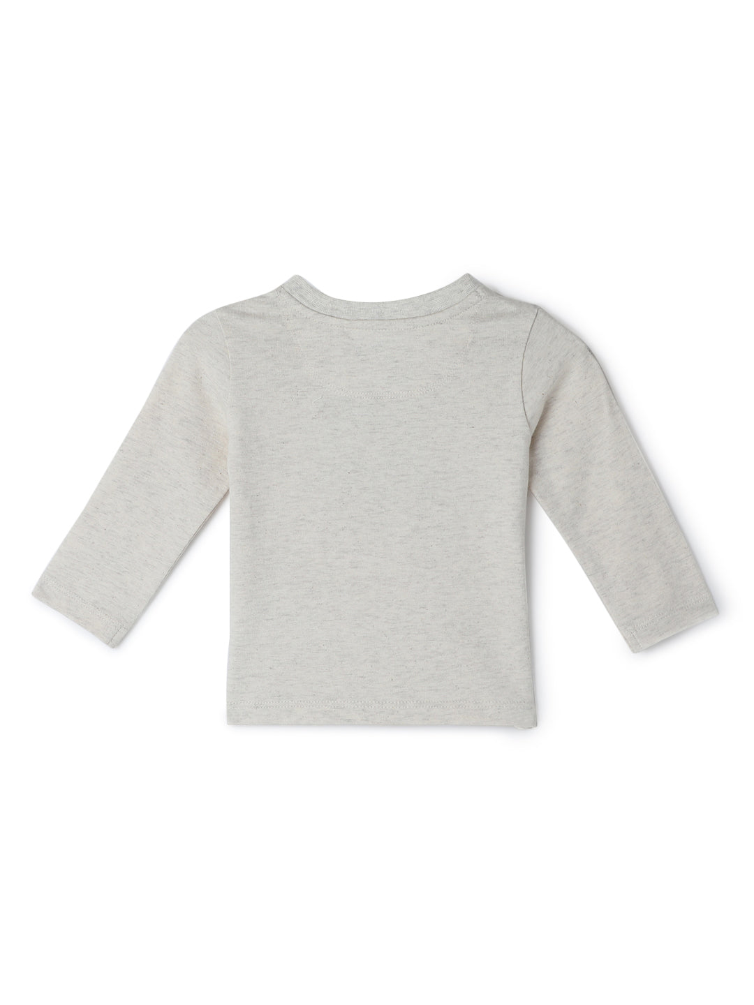 Milou Kids Cotton Full Sleeve Bio Washed T-Shirt for Boys - Off-White