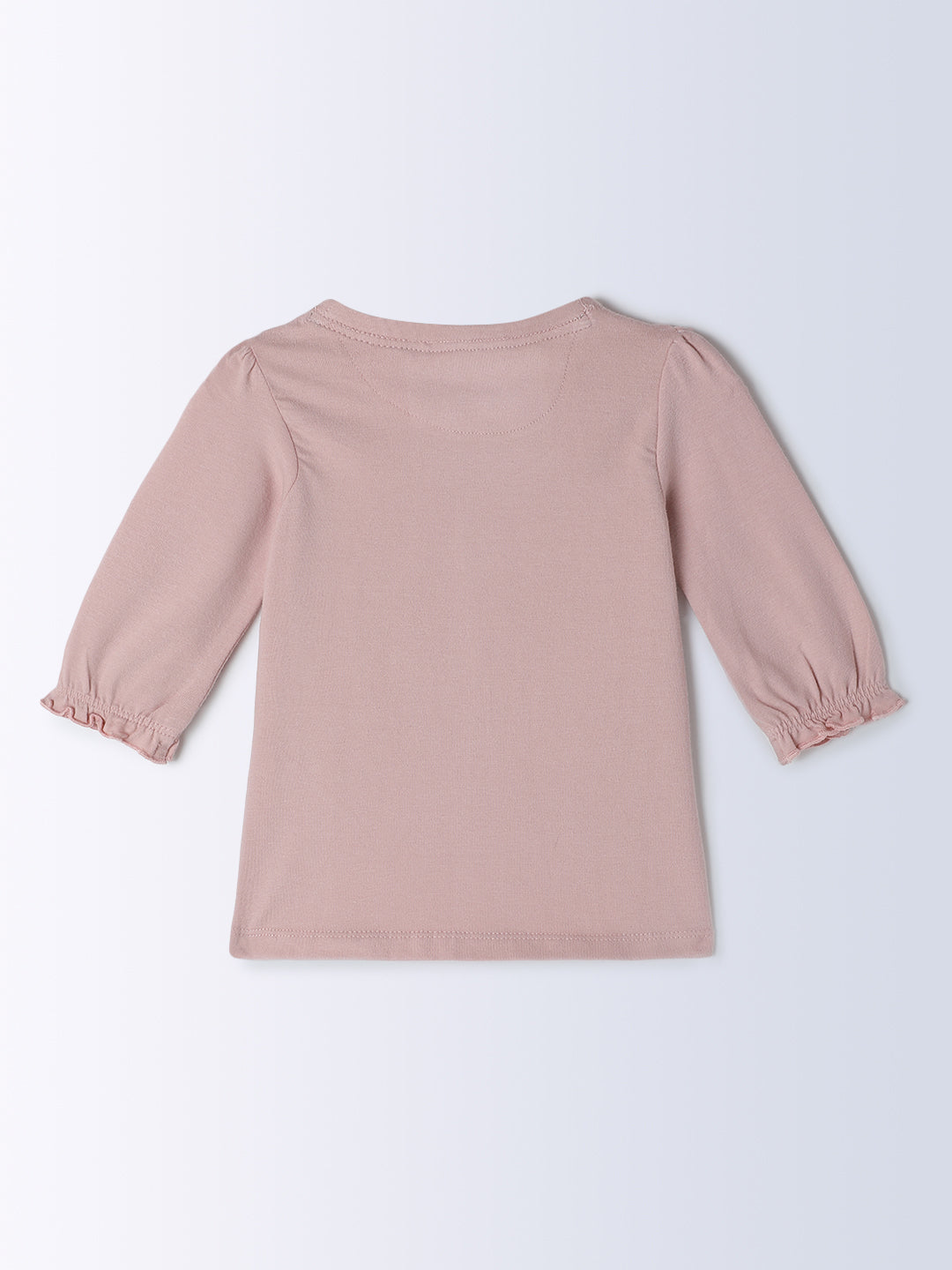 Milou Kids Cotton Full Sleeves Bio Washed Top for Girls - Pink