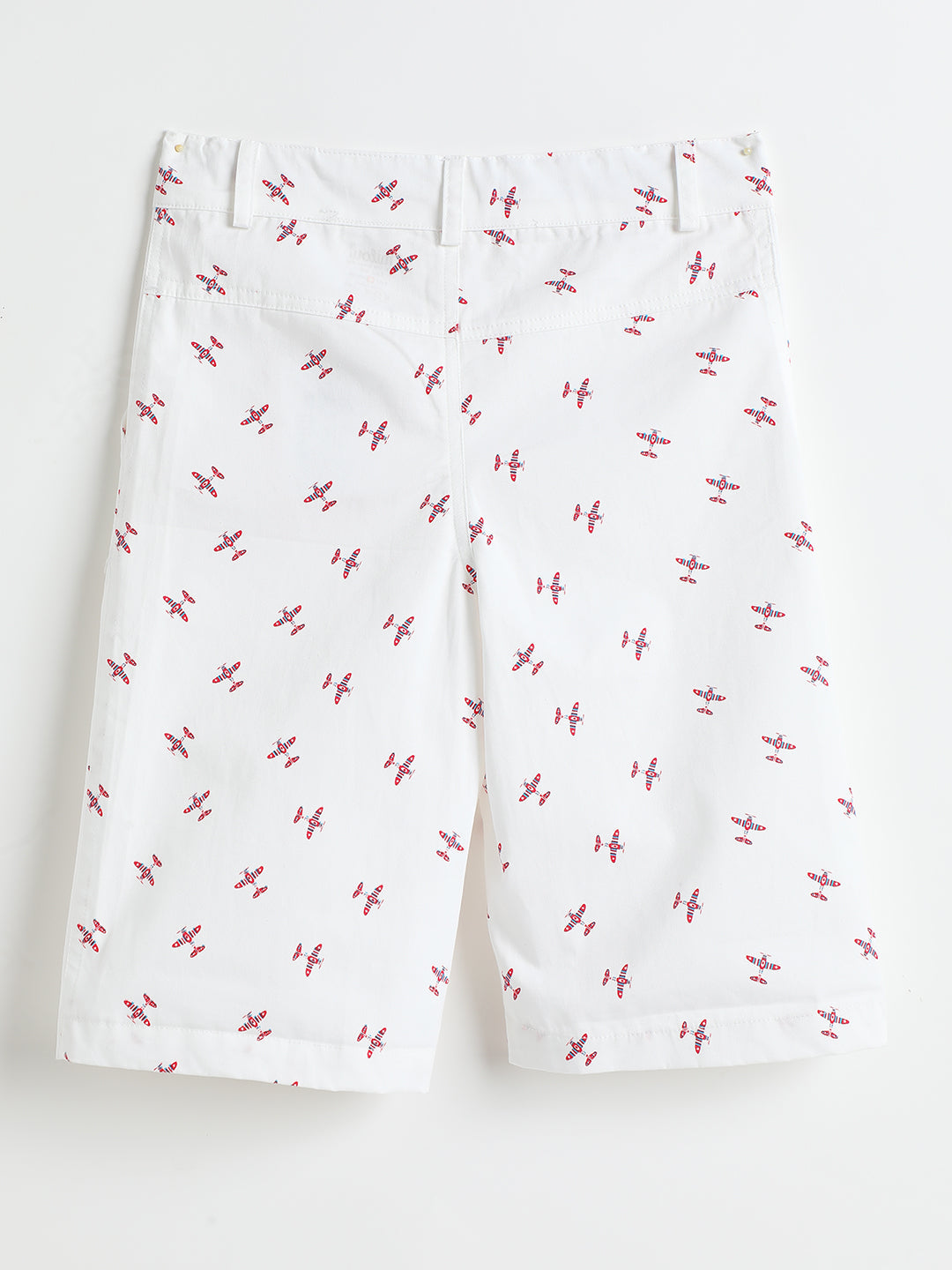 Milou Kids Cotton Printed Bio Washed white Coloured woven Shorts for Boys -TBNCSH063-WHAOP