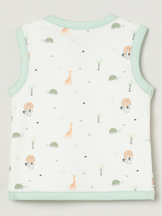 Cotton Sleeveless Bio Washed Printed Jhabla Set