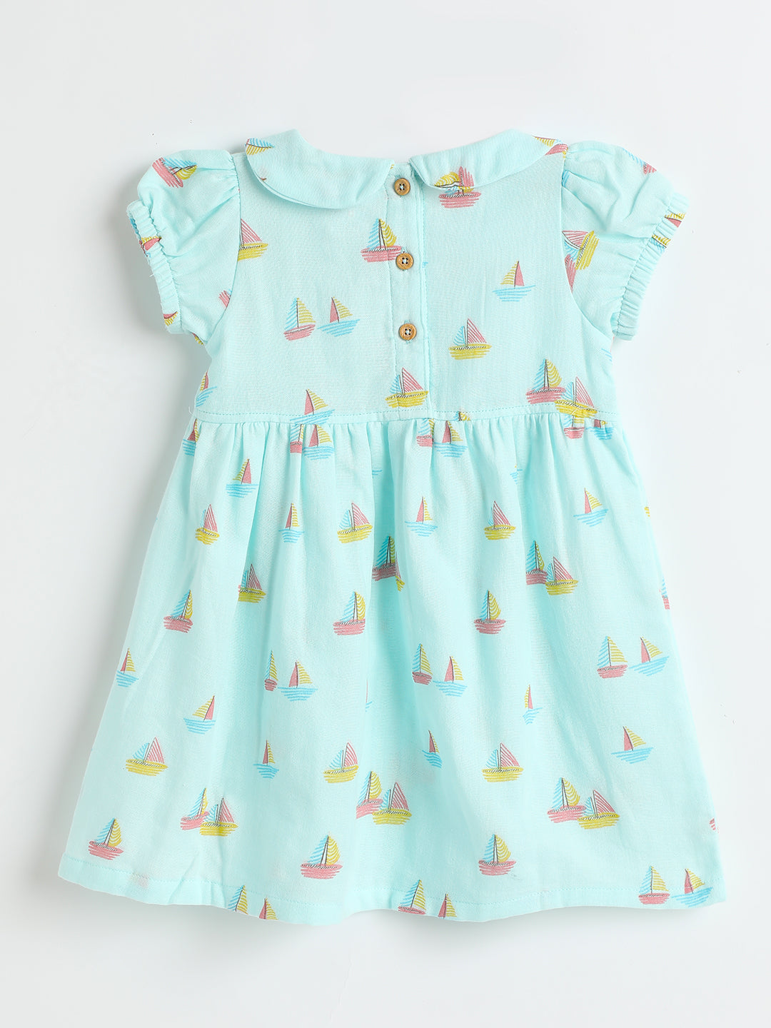 Milou Girls Blue Printed Cotton Dress