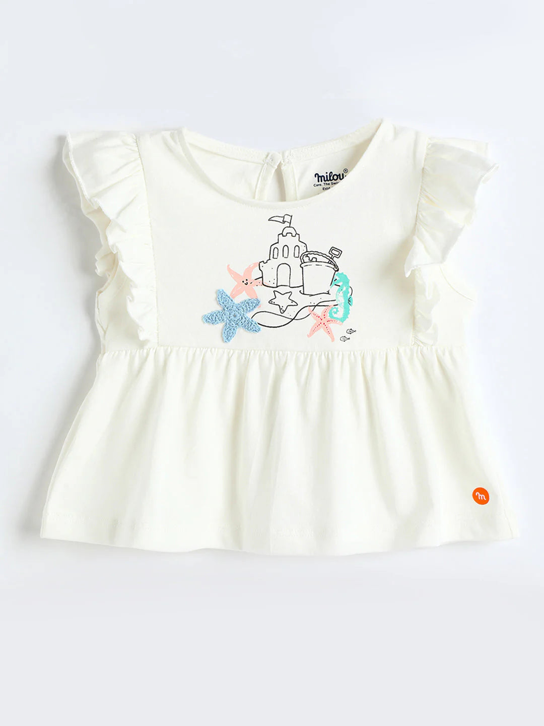 Milou Girls Cotton Top & Shorts Co-ord Set White & Blue Set