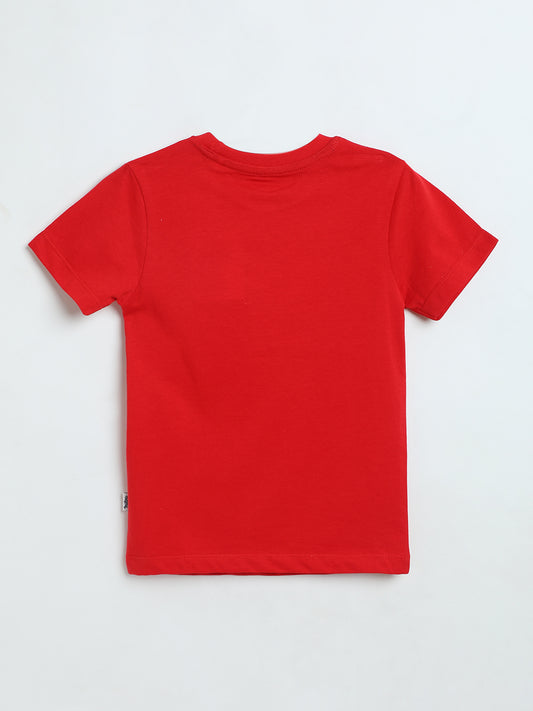 Kids Crimson T-Shirt | Boys Cotton Graphic Tee | Milou Kids