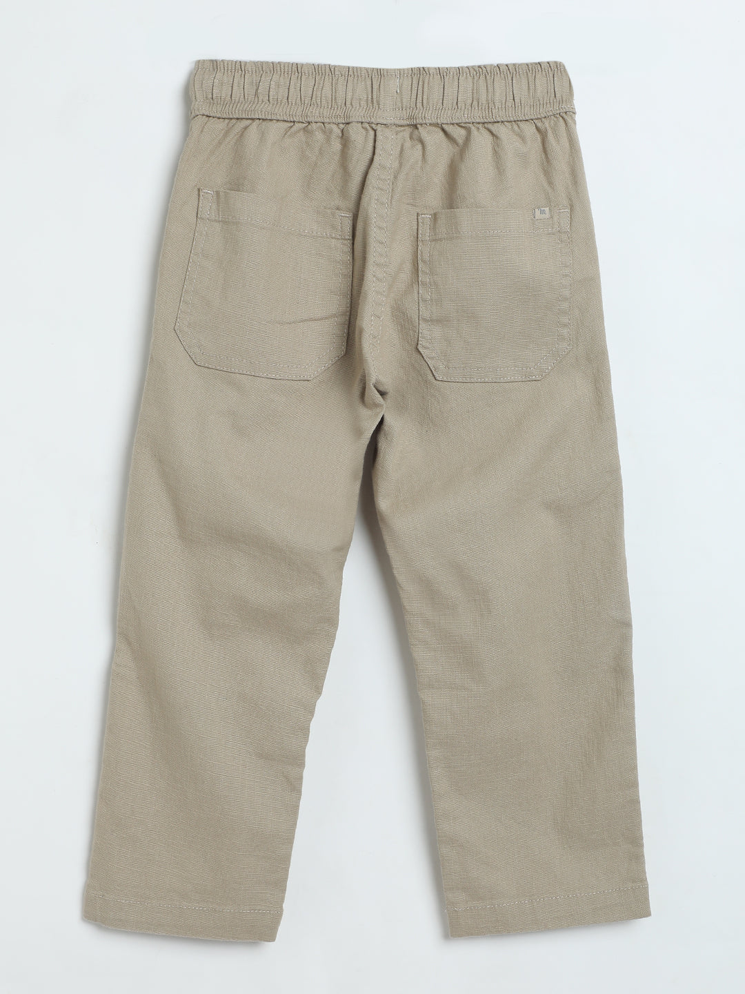 Milou Boys Slub Cotton Casual Trousers Beige
