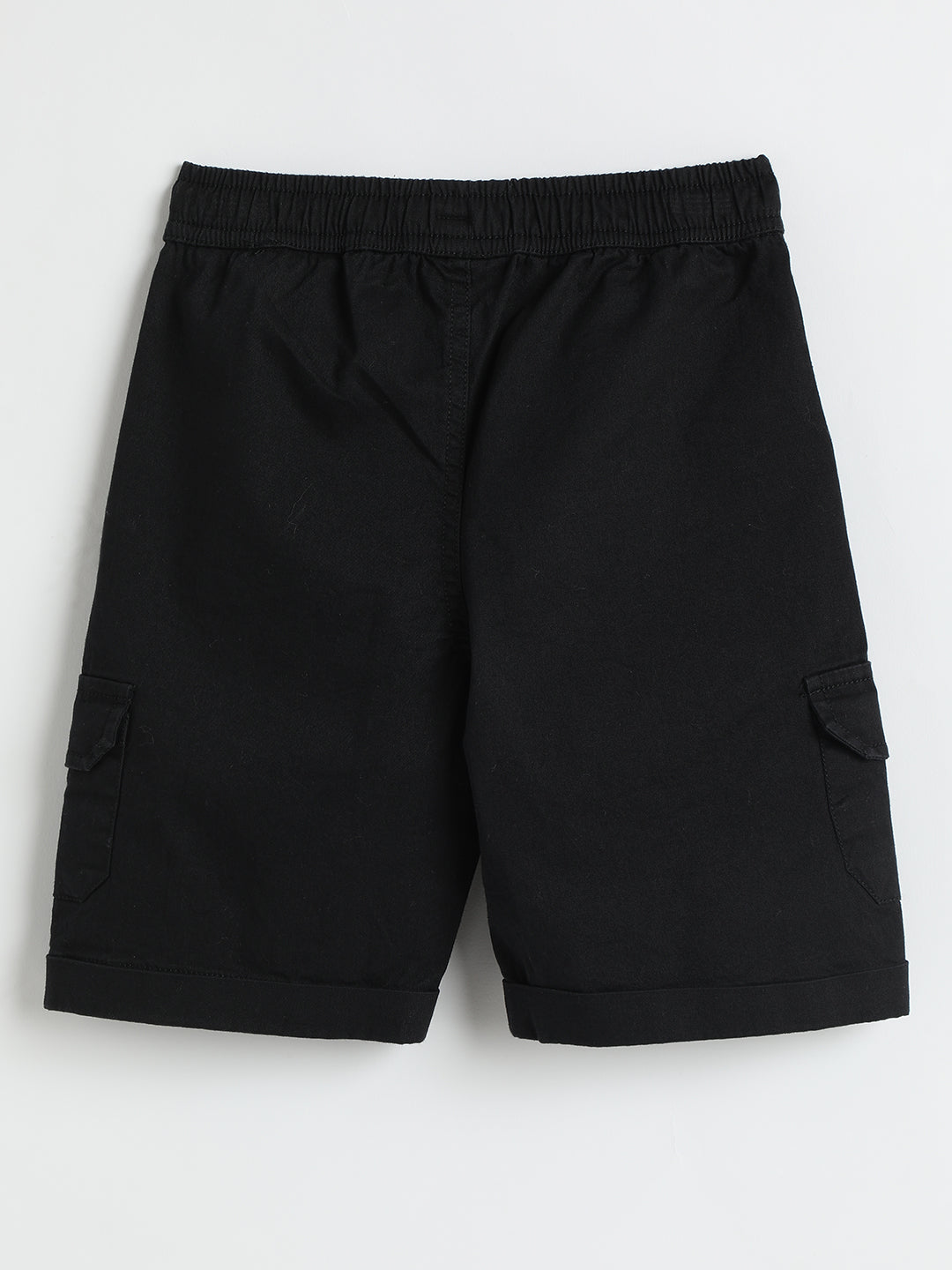 Milou Kids Cotton Solid Bio Washed Black Coloured woven Shorts for Boys -TBNCSH064-BK