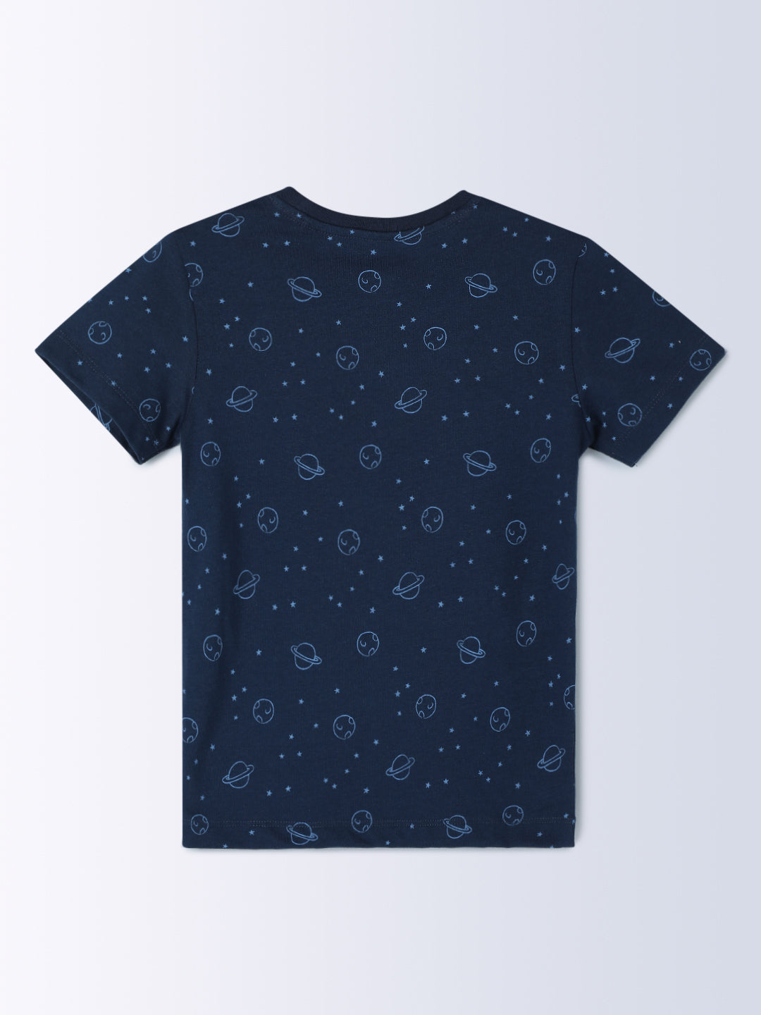 Milou Cotton Half Sleeves Bio Washed Printed Homewear T-Shirt And Shorts Set - Navy