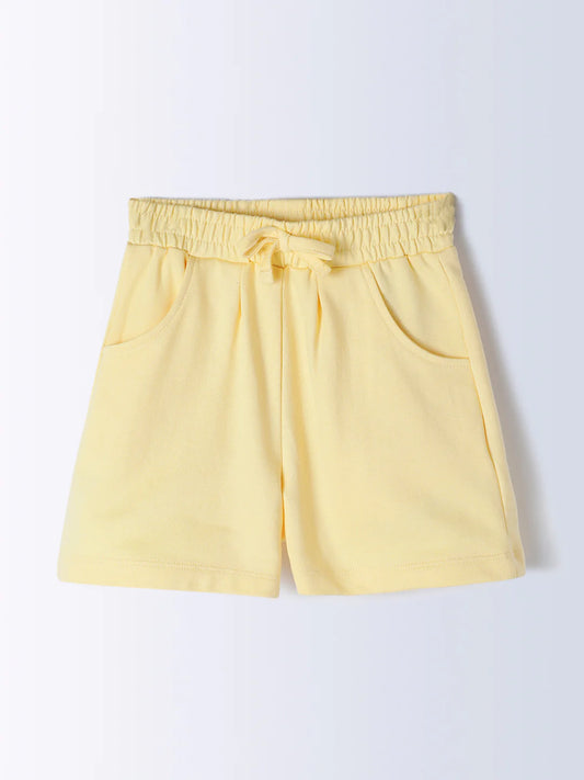 Milou Girls Yellow Cotton Shorts