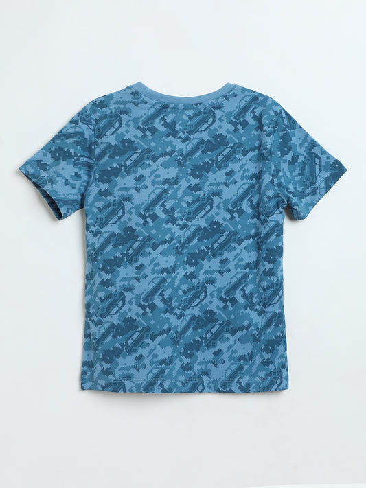 Milou Boys Printed T-Shirt Blue Camo Print