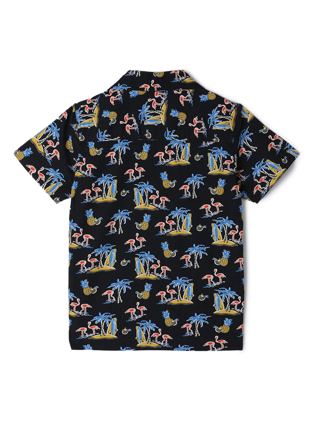 Milou Kids Cotton Half Sleeves All Over Printed Resort Collar Bio Washed Shirt for Boys SH-CU002