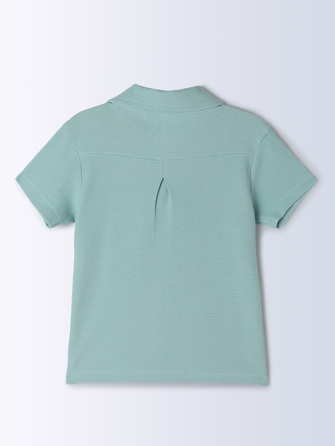 Milou Kids Cotton Half Sleeves Knitted Bio Washed Shirt for Boys - Green