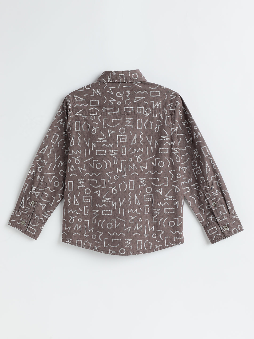 Milou Kids Cotton Full Sleeves Printed Bio Washed Shirt for Boys-SH-RE021-BR