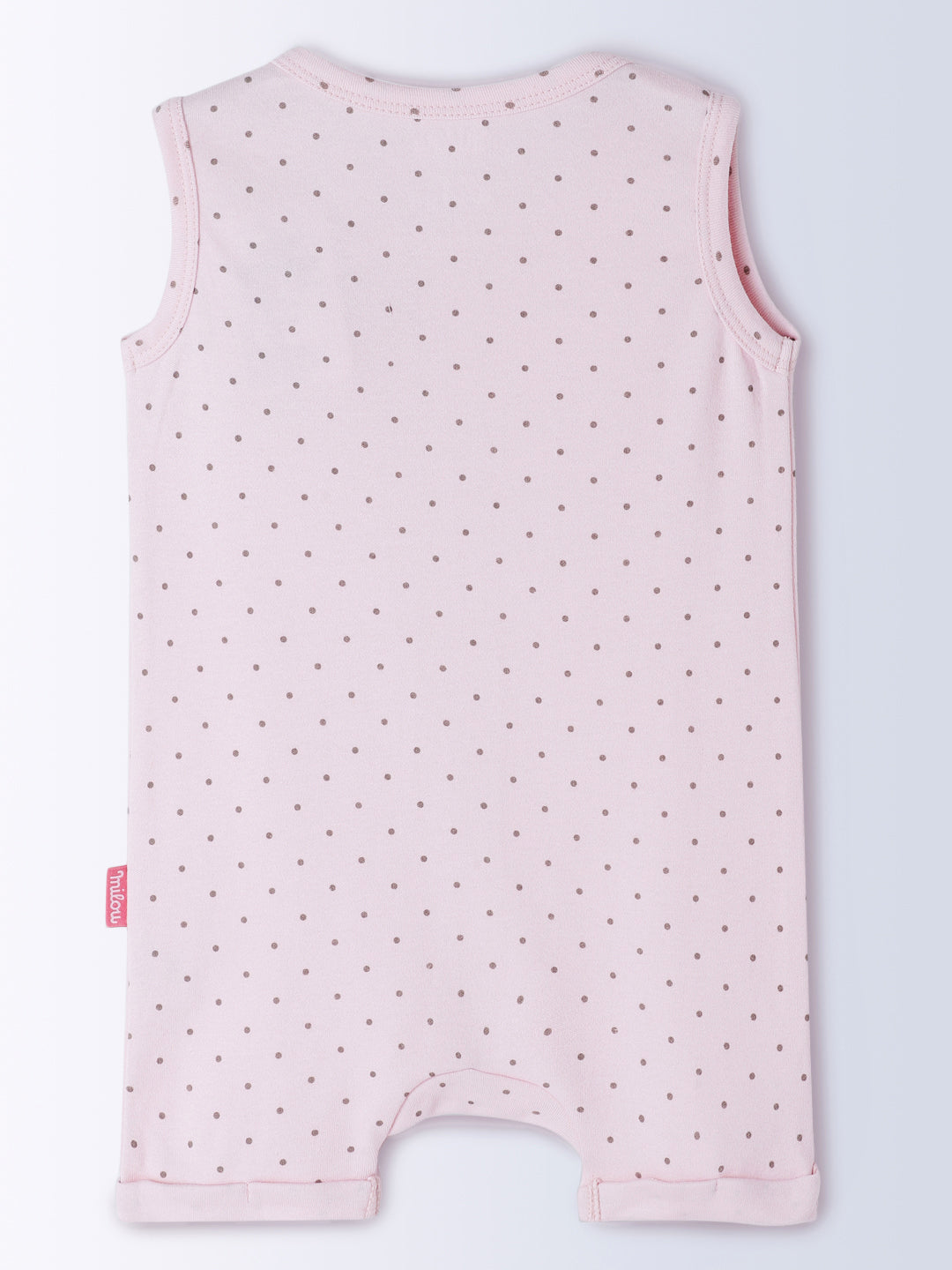 Milou Kids Cotton Bio Washed Polka Dot Printed Romper for Girls - Pink