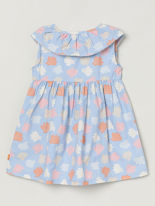 Milou Girls Blue Floral Cotton Dress