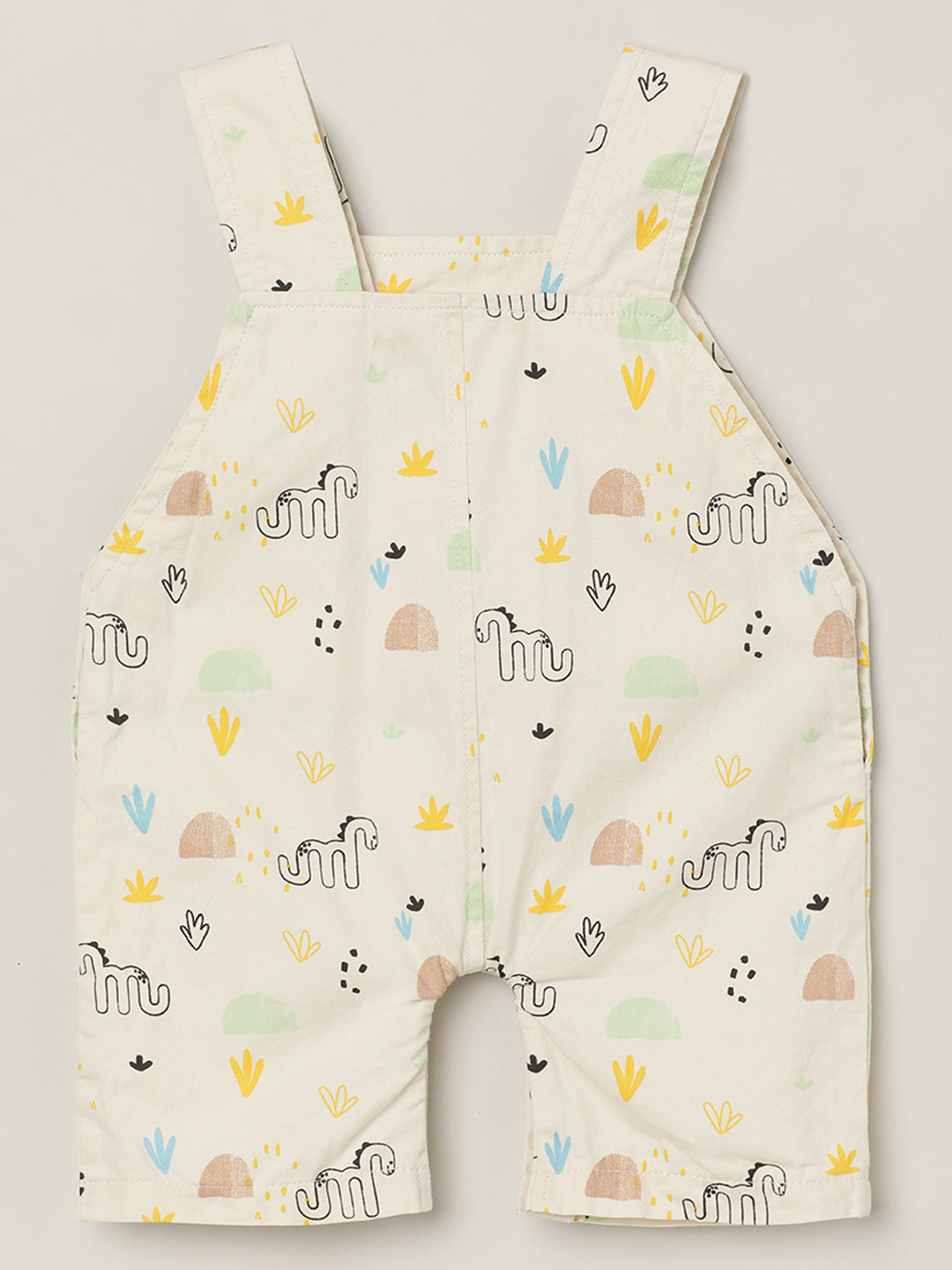 Milou Baby Boys Printed Dungaree White Animal Print