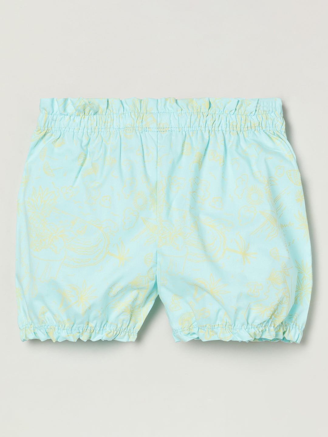 Milou Kids Cotton Bio Washed Printed Girls Shorts for Girls -Light Blue