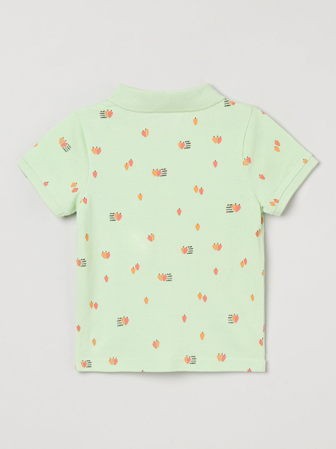 Milou Kids Half Sleeve Cotton Bio Washed Green Coloured Printed Polo T-Shirt for Boys -Pastel Green