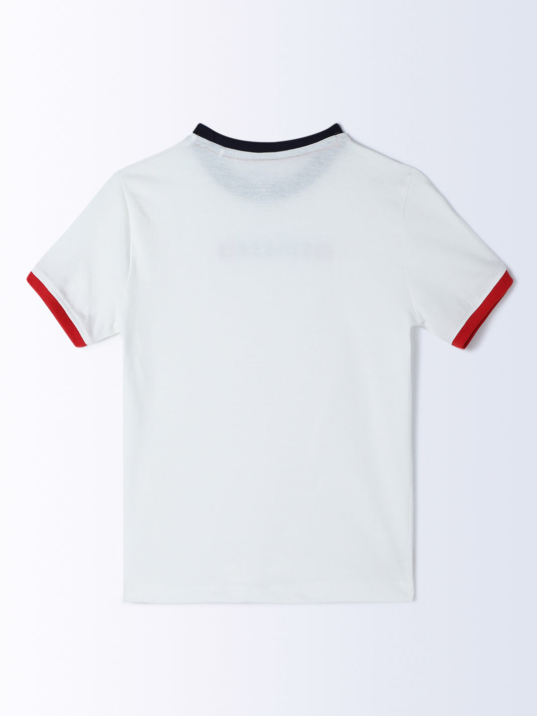Milou Cotton Ribbed Hem Half Sleeves Bio Washed Printed T-Shirt - White