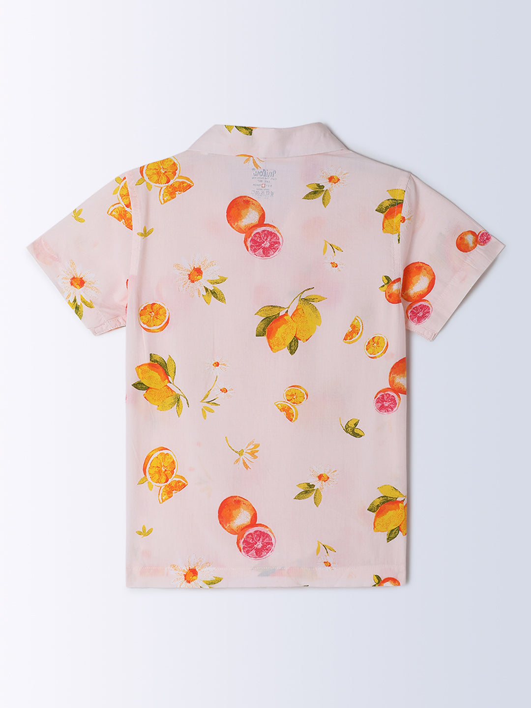 Milou Kids Cotton Half Sleeves All Over Printed Bio Washed Shirt for Boys -White