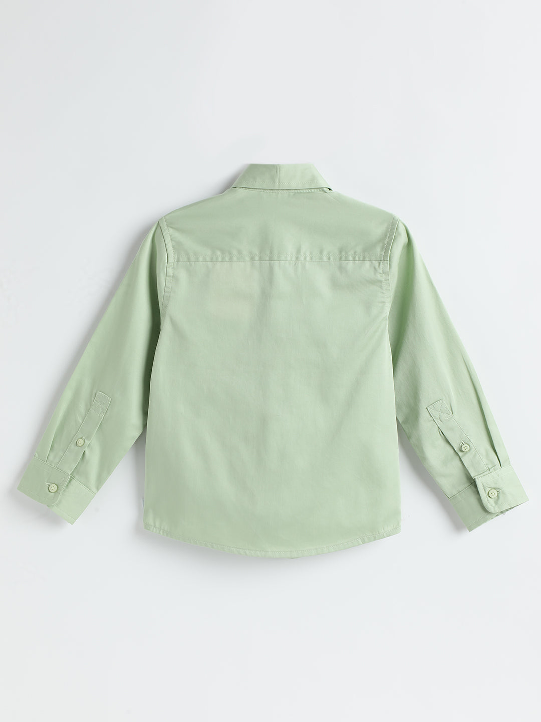 Milou Boys Full Sleeve Solid Bio-Washed Shirt Mint Green