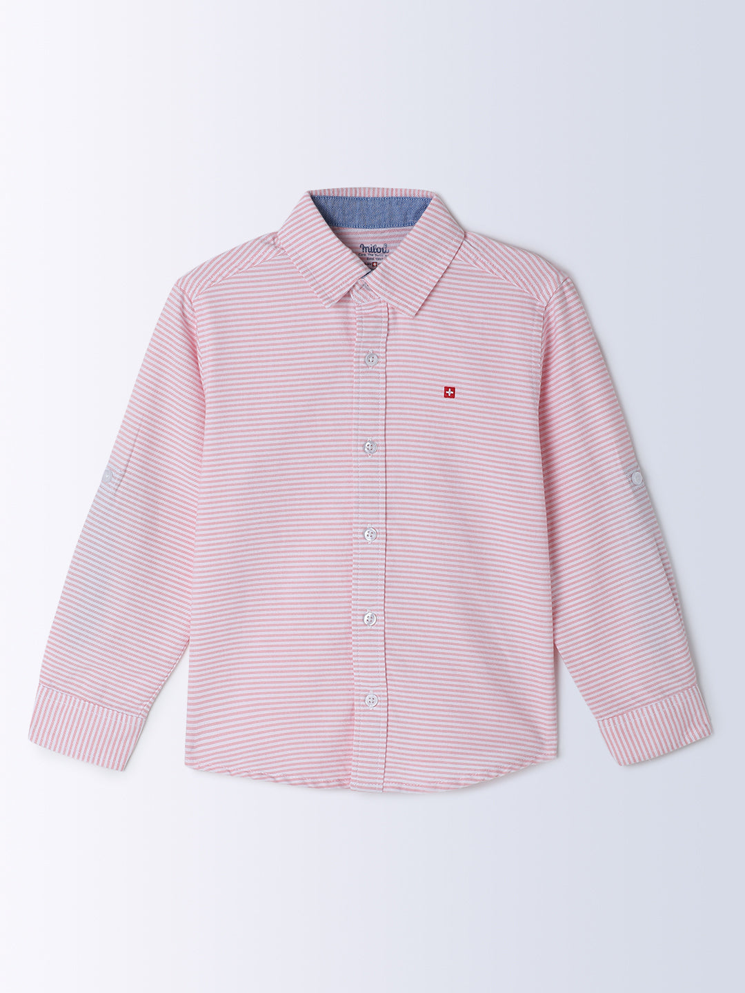 Milou Kids Cotton Full Sleeves Striped Bio Washed Shirt for Boys - Blue