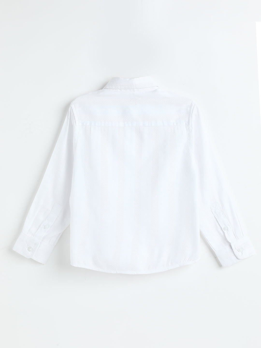 Milou Kids Cotton Full Sleeves Striped Bio Washed Shirt for Boys-SH-RE012-WH