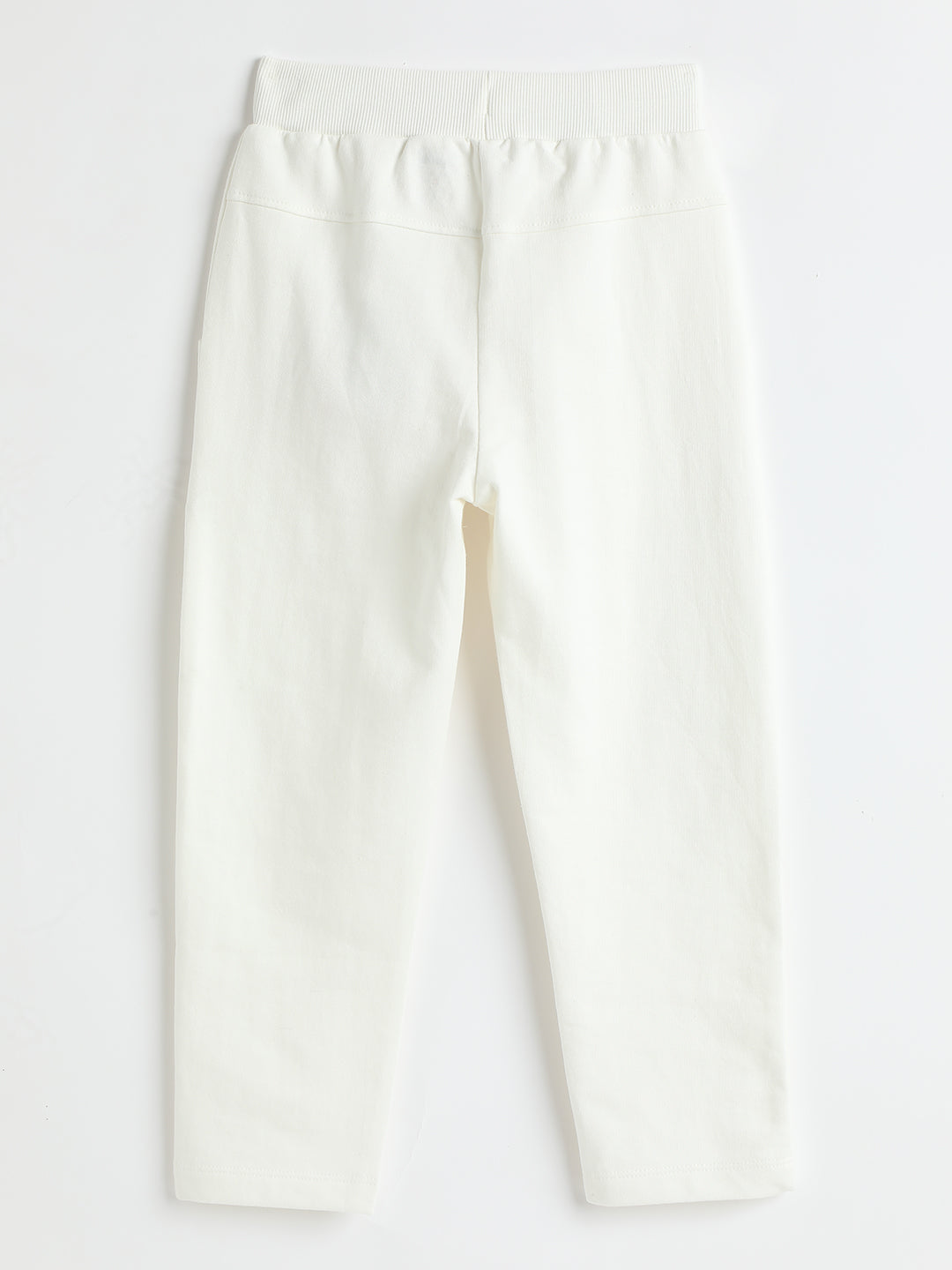 Milou Kids Cotton Solid Full Length Bio Washed Pants for Girls -SUGTRK018-WH