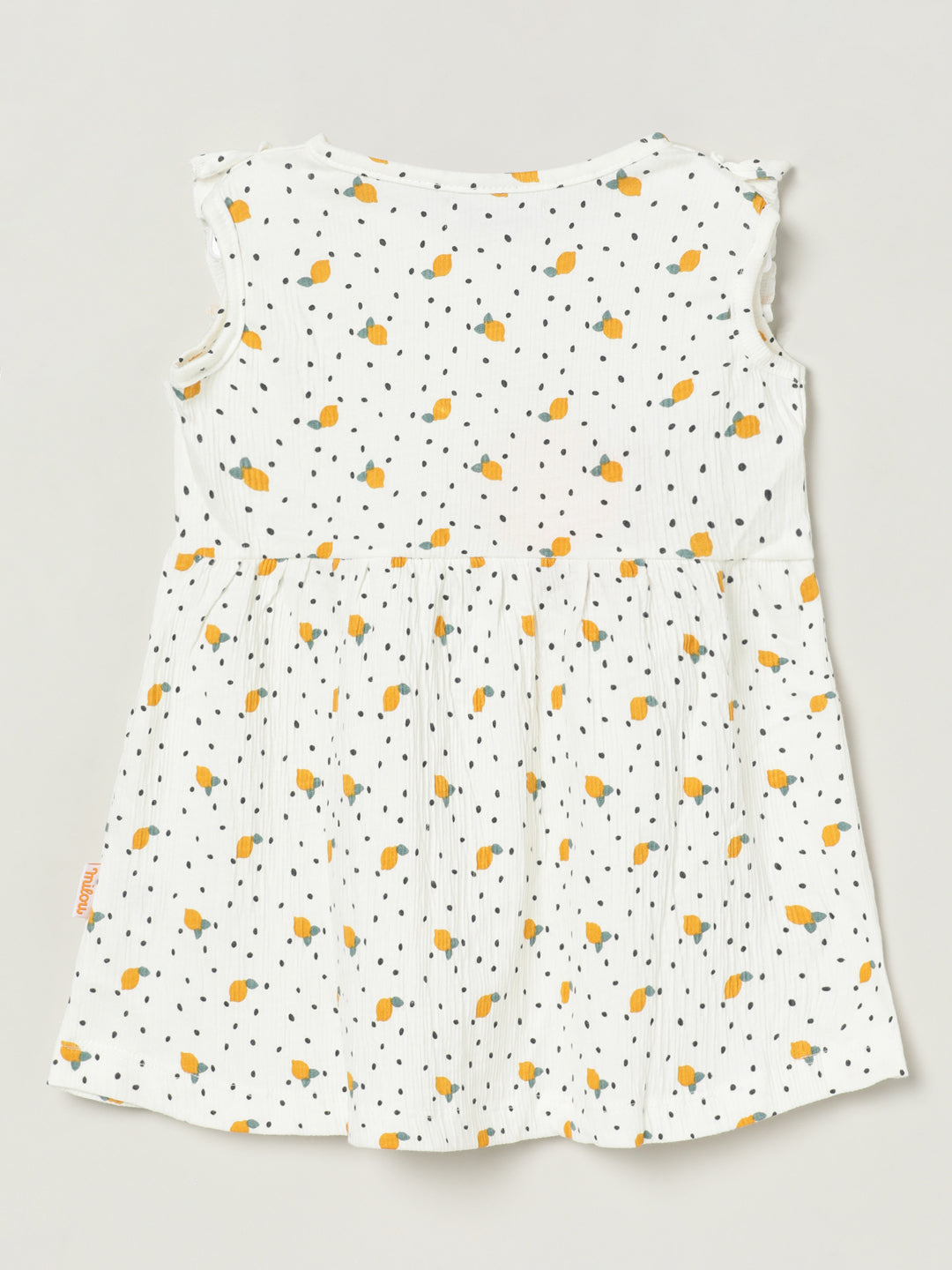 Milou Kids Cotton Printed Bio Washed Girls Dress for Girls -White