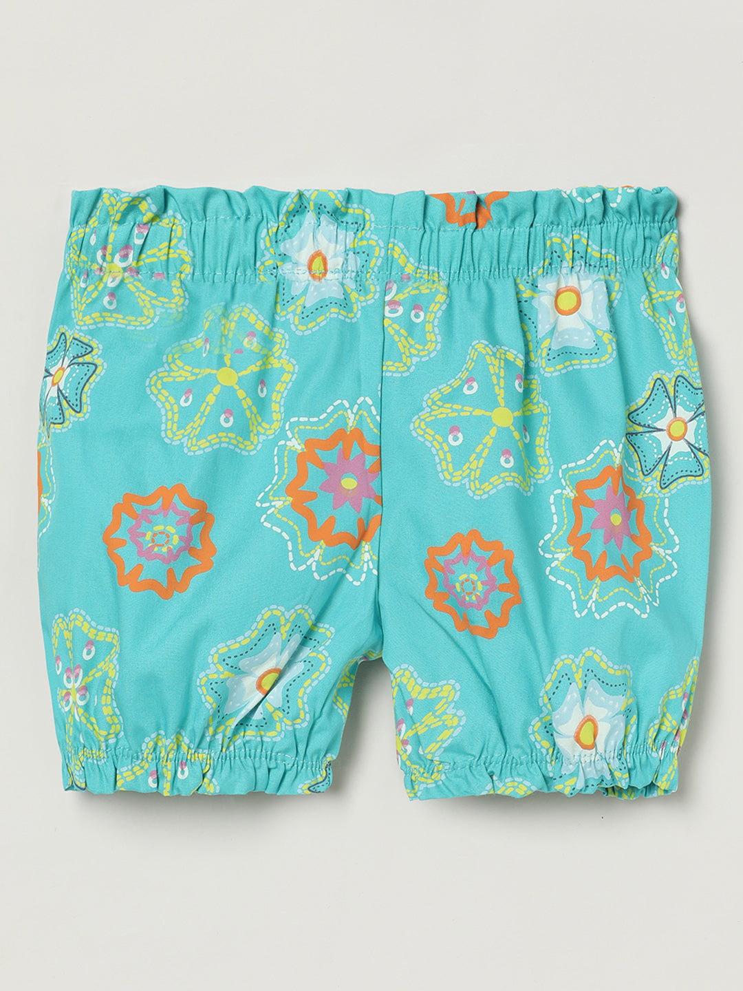 Milou Kids Cotton Bio Washed Printed Girls Shorts for Girls -Teal
