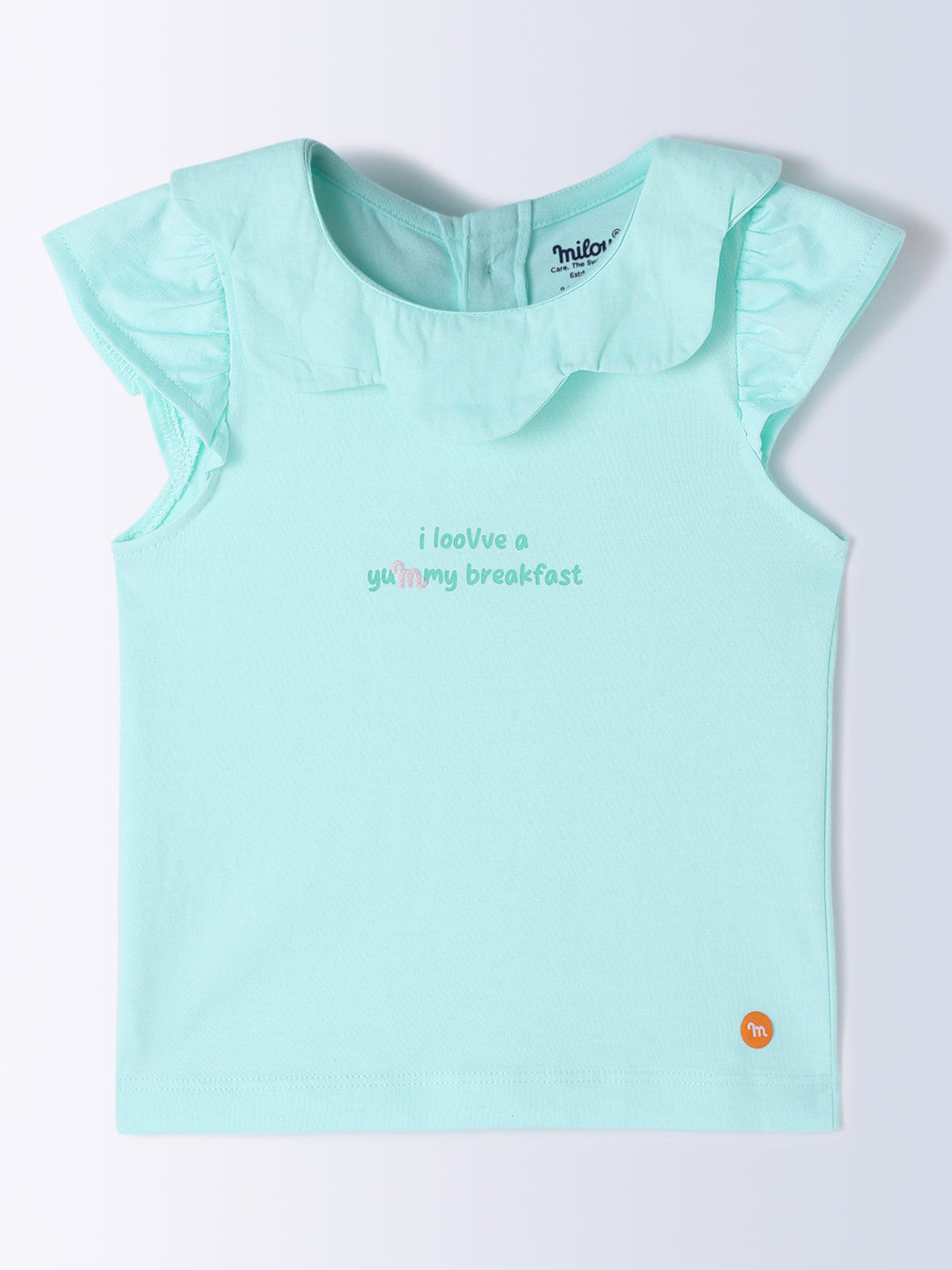 Milou Kids Cotton Bio Washed Self-Designed Top & Shorts Co-ord Set for Girls - Aqua & Pink