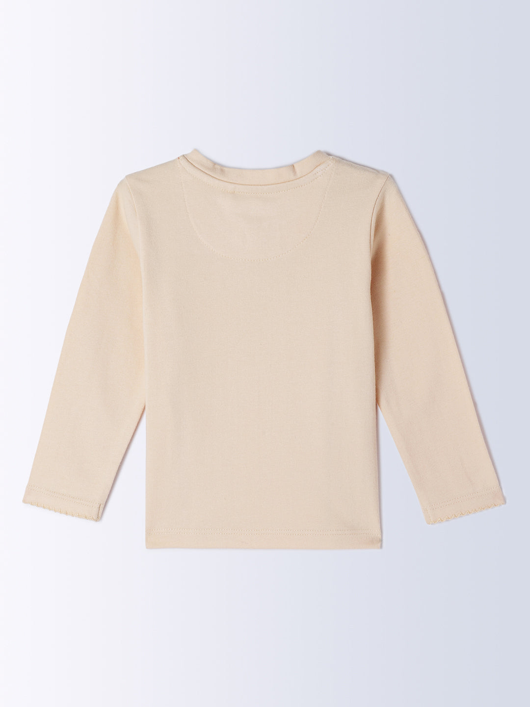 Milou Kids Cotton Bio Washed Full Sleeve Printed T-Shirt for Girls - Light Brown