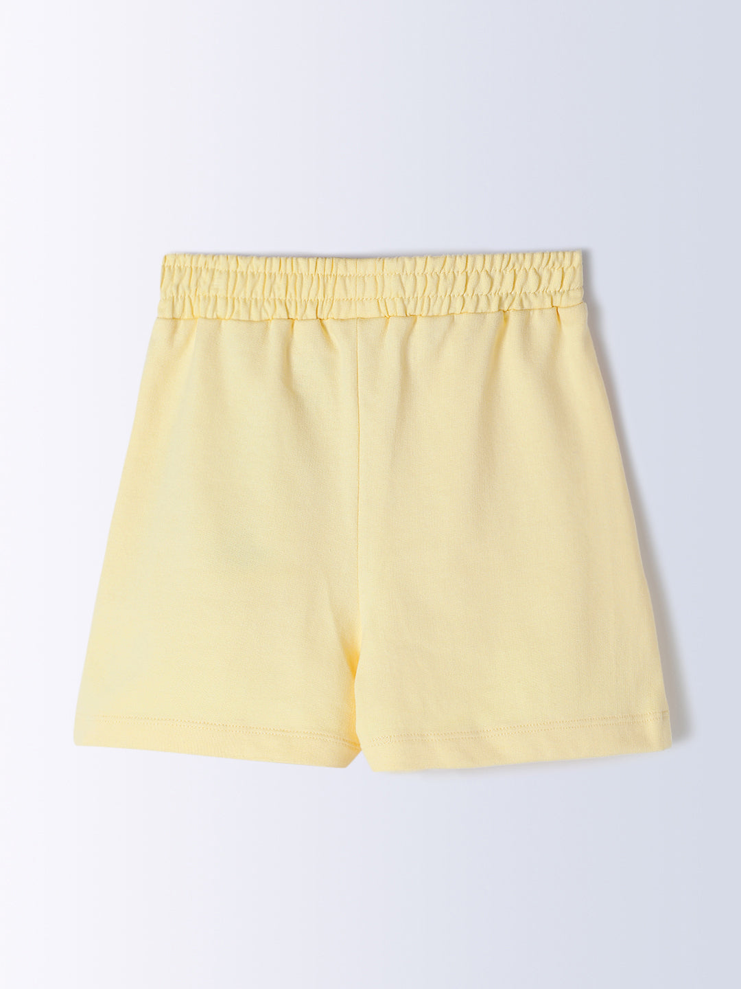 Milou Kids Cotton Solid Bio Washed Shorts for Girls - Yellow