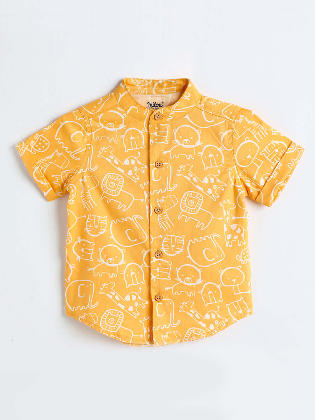 Milou Boys Bio-Washed Top & Shorts Co-ord Set Yellow