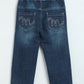 Boys Mid Blue Pullup Denim Pants | Soft Cotton Kids Casual Pants