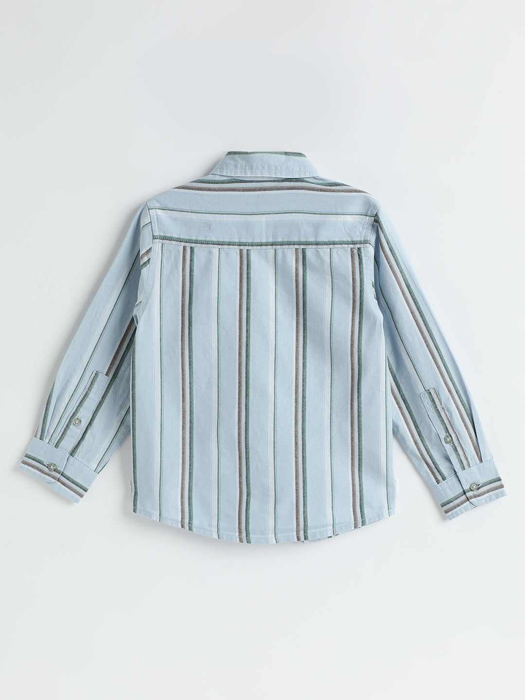 Milou Boys Full Sleeve Stripedd Bio-Washed Shirt Sky Blue Striped