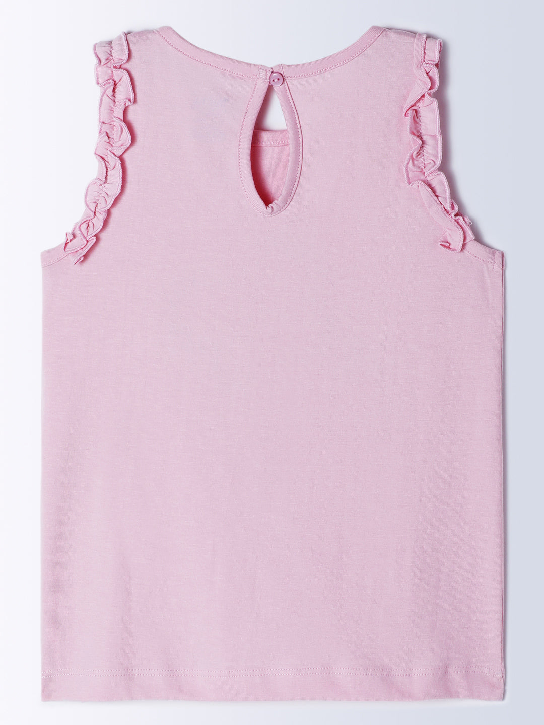 Milou Kids Cotton Bio Washed Sleeveless Printed Top for Girls - Peach