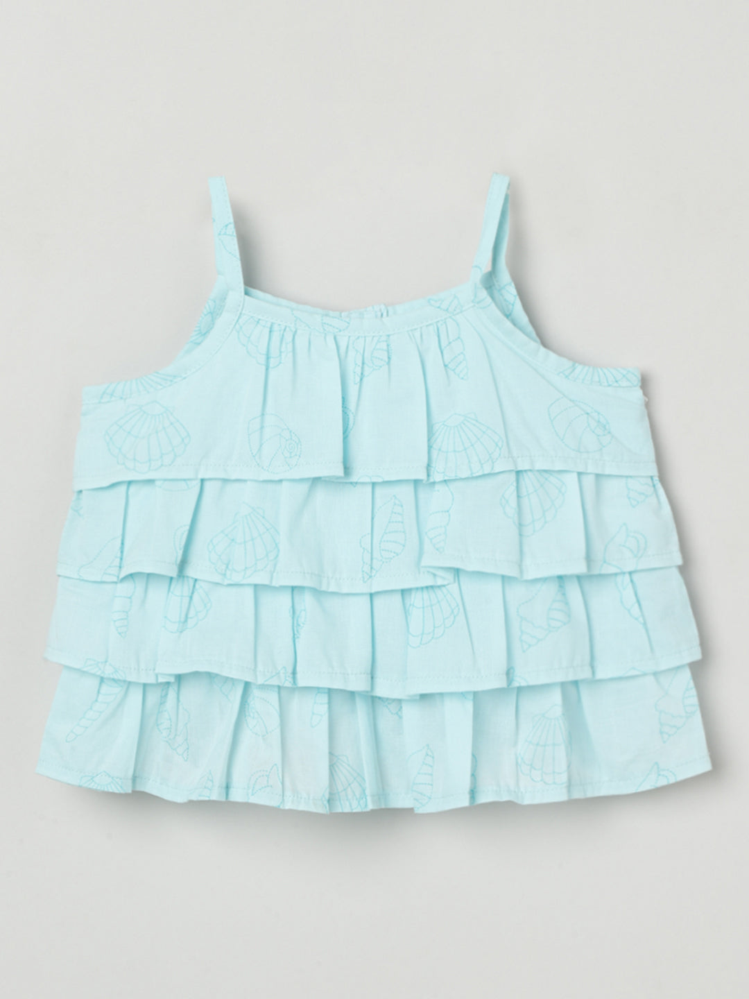 Milou Girls Flared Top & Shorts Co-ord Set Sky Blue Set