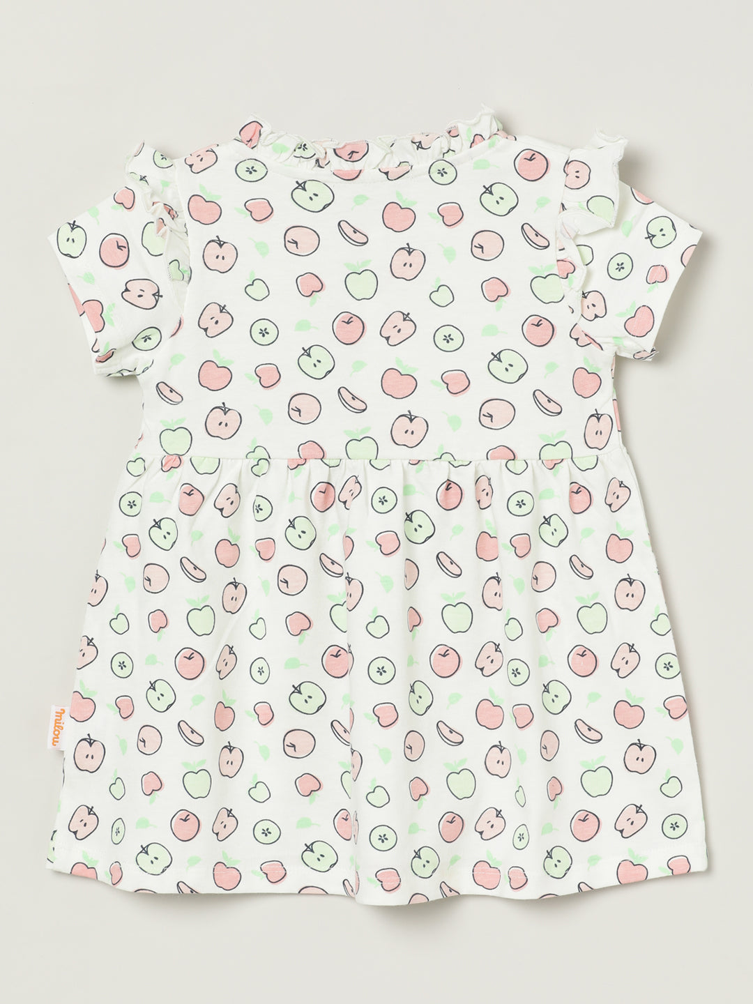 Milou Kids Cotton Printed Bio Washed Dress for Girls -White