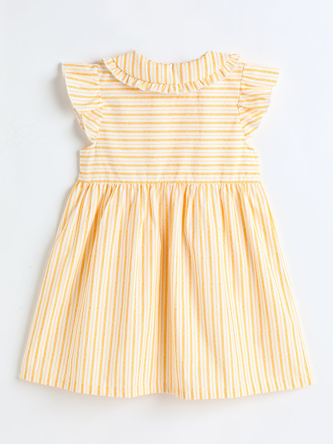 Milou Cotton Striped Dress -TBDRS051-YLWHSTP