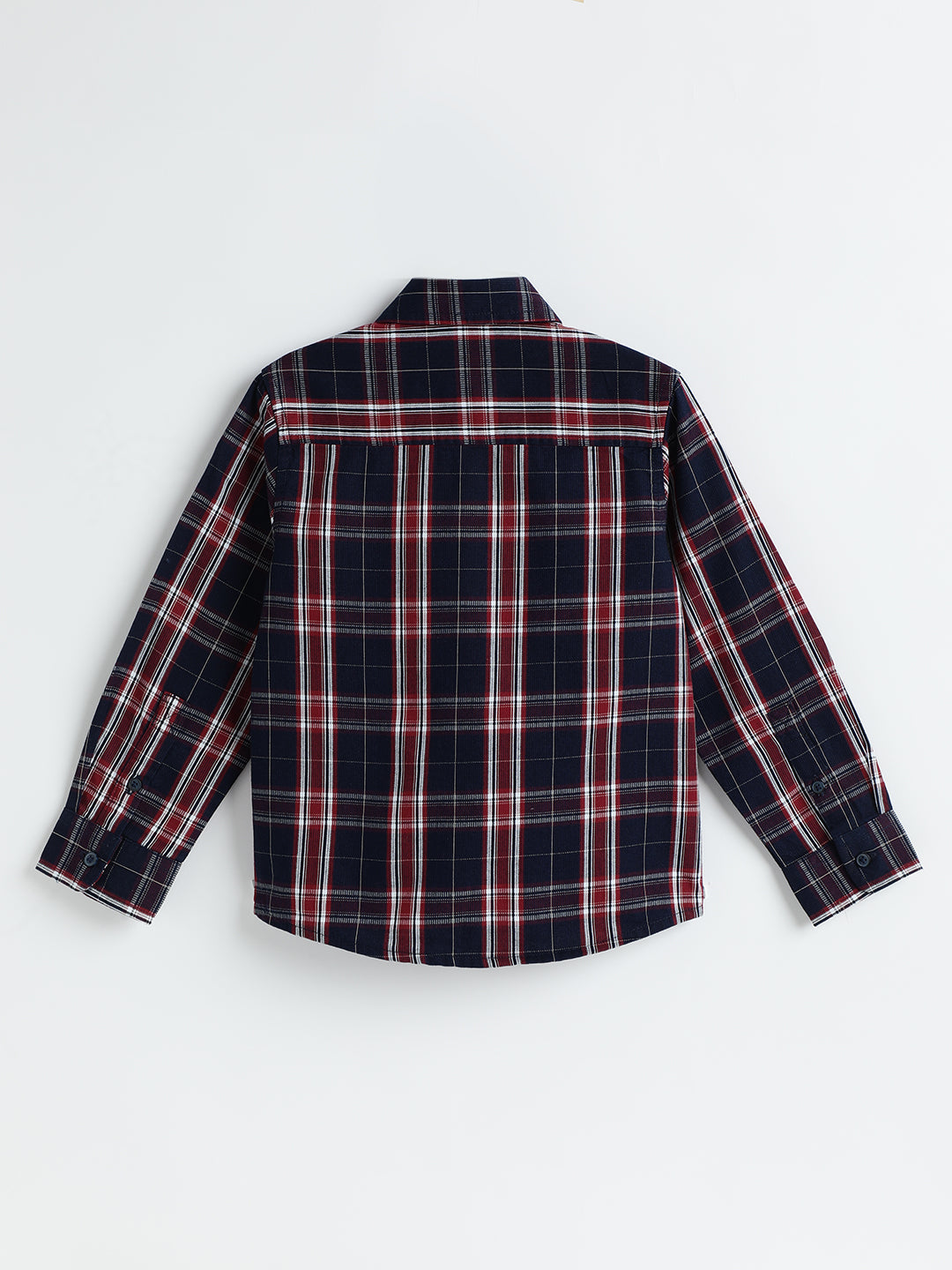 Milou Kids Cotton Full Sleeves Checked Bio Washed Shirt for Boys-SH-RE015-INRD