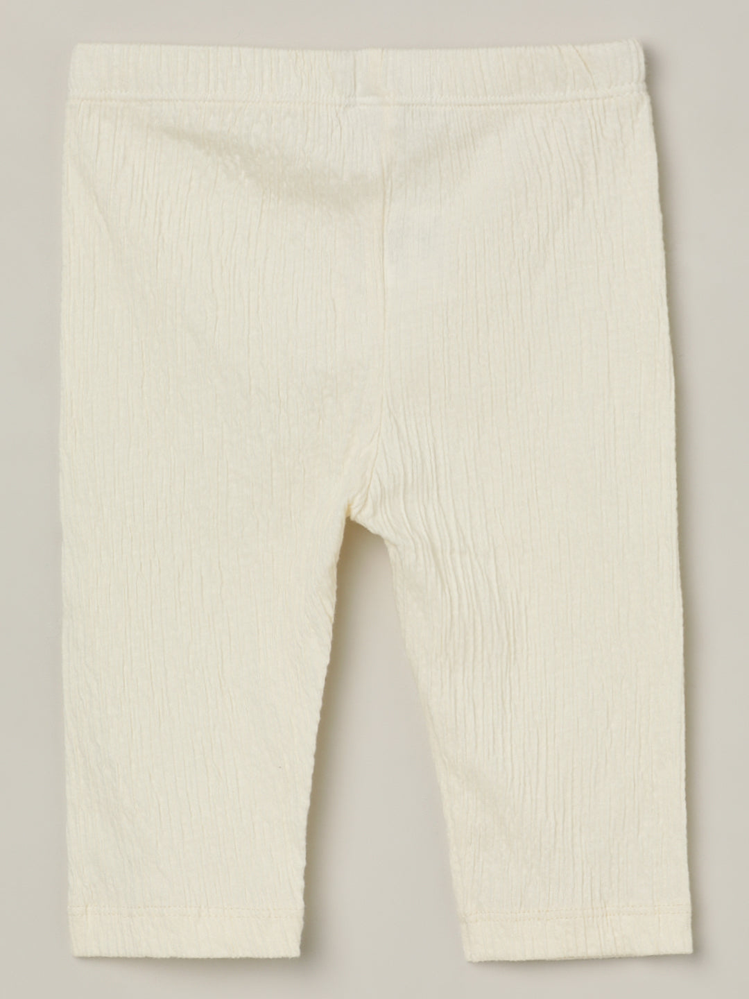 Milou Kids Cotton Solid Bio Washed Leggings for Girls -Off White